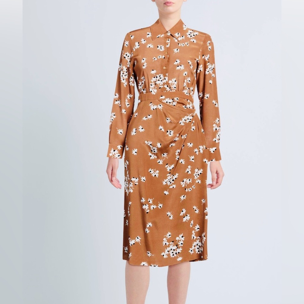Silk Max Mara Brown Shirt Dress New Never Worn With Tags size 8-10 US - Picture 6 of 6